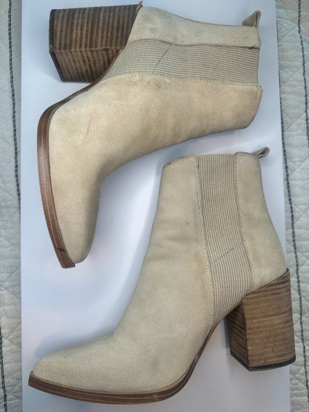 Steve Madden Trekk Tan Suede Leather Heeled Ankle Boots - Women's Size 11